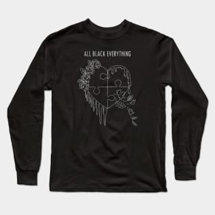 All Black Everything Four Seasons Puzzle Long Sleeve T-Shirt